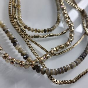 Elegant Gold and Brown Beaded Necklace